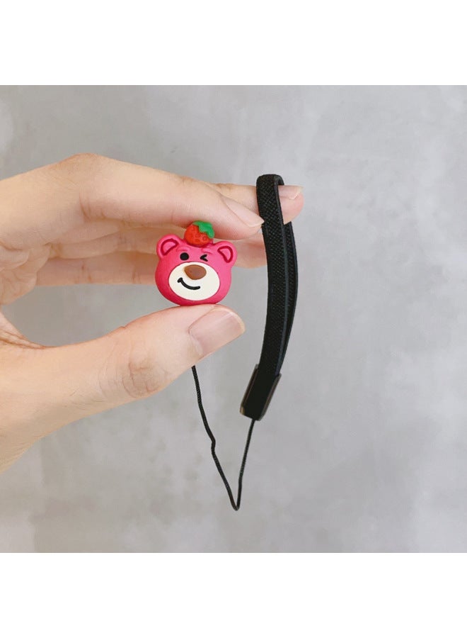 Digital Camera Lens Cover Anti-loss Rope Palm Kapibala Strawberry Bear Kulomi Katong Micro SLR Accessories-Color:Lf-40 Strawberry Bear Anti-lost Rope On Top Of Head - Image 1