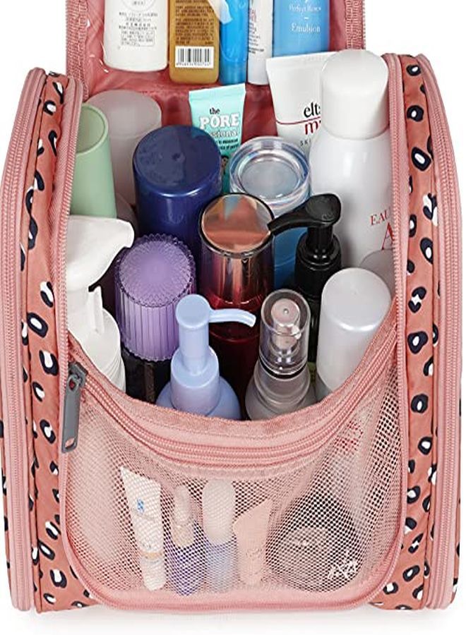 Narwey G Travel Toiletry Bag Cosmetic Make Up Organizer For Women And Men (Large Orange Leopard) - Image 3