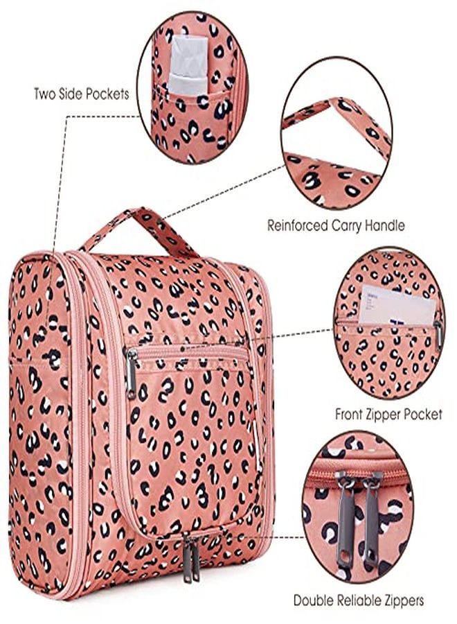 Narwey G Travel Toiletry Bag Cosmetic Make Up Organizer For Women And Men (Large Orange Leopard) - Image 4