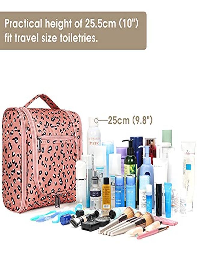 Narwey G Travel Toiletry Bag Cosmetic Make Up Organizer For Women And Men (Large Orange Leopard) - Image 5