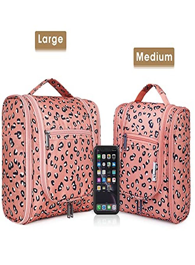 Narwey G Travel Toiletry Bag Cosmetic Make Up Organizer For Women And Men (Large Orange Leopard) - Image 2