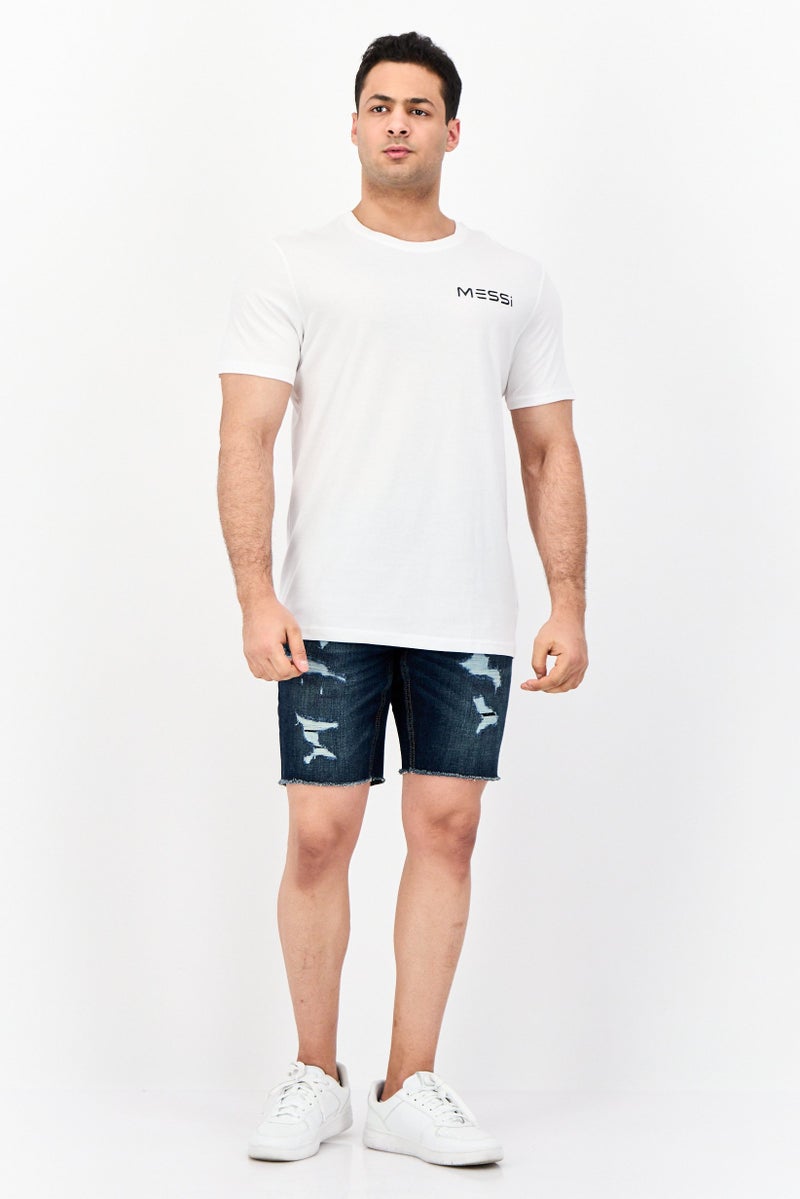 MESSI تي شيرت رجالي بأكمام قصيرة وطوق دائري بطباعة جرافيك، أبيض - Image 4