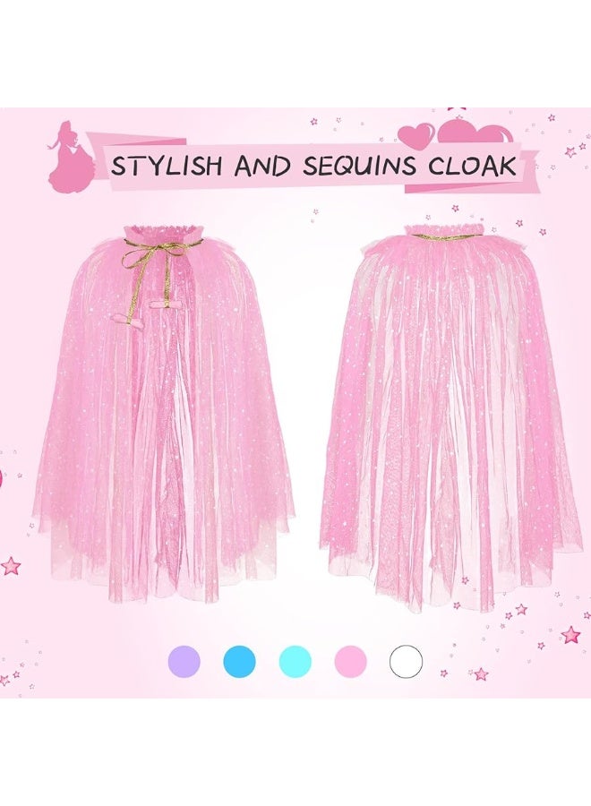 JaGely 6 Pcs Princess Cape Cloaks Girls Princess Cloak Princess Cape Girls Dress Cape Kids Cape Princess Accessories Girls Costumes for Little Girls Cosplay Party - Image 5