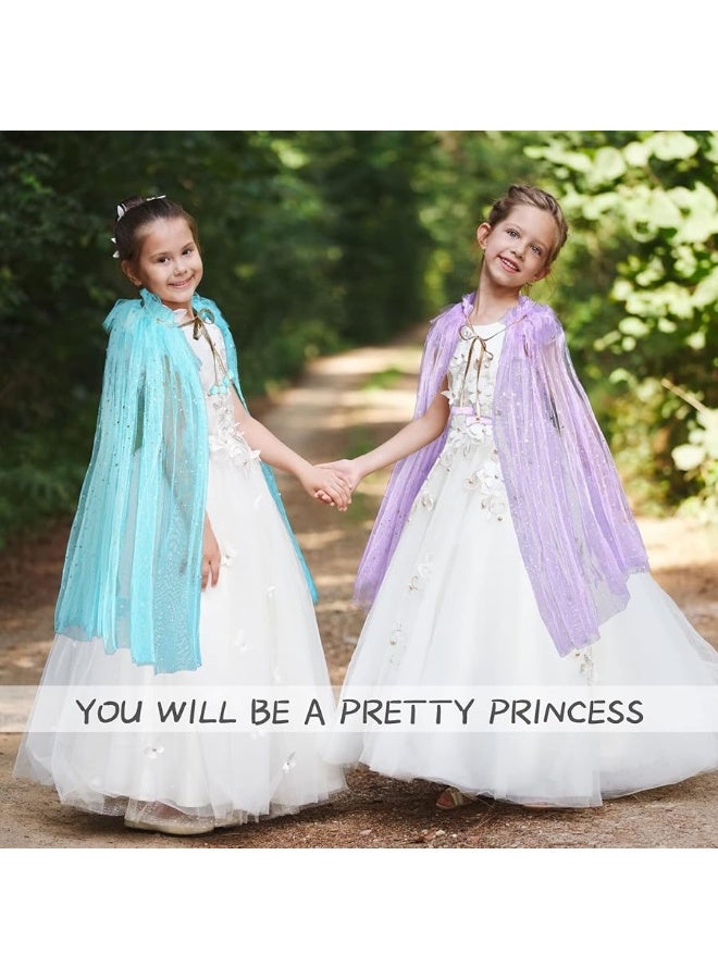 JaGely 6 Pcs Princess Cape Cloaks Girls Princess Cloak Princess Cape Girls Dress Cape Kids Cape Princess Accessories Girls Costumes for Little Girls Cosplay Party - Image 3