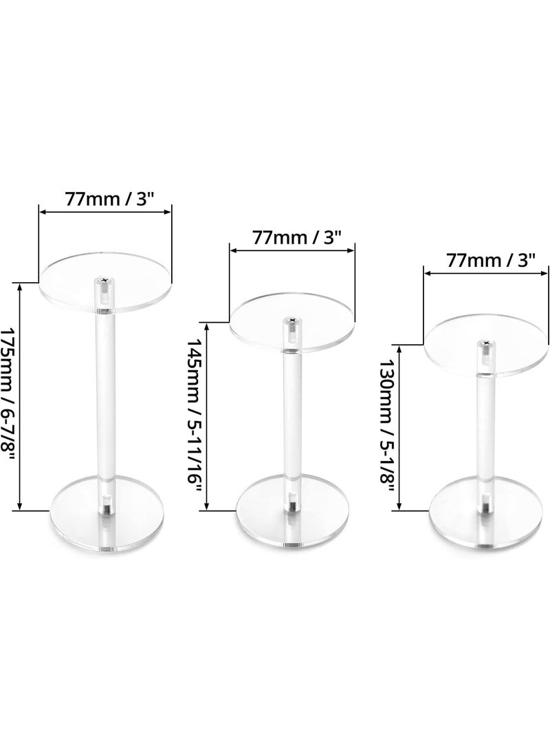 SLASA Premium Clear Round Acrylic Display Stands – Set of 3 Round Riser Stands for Display and Presentation - Image 5