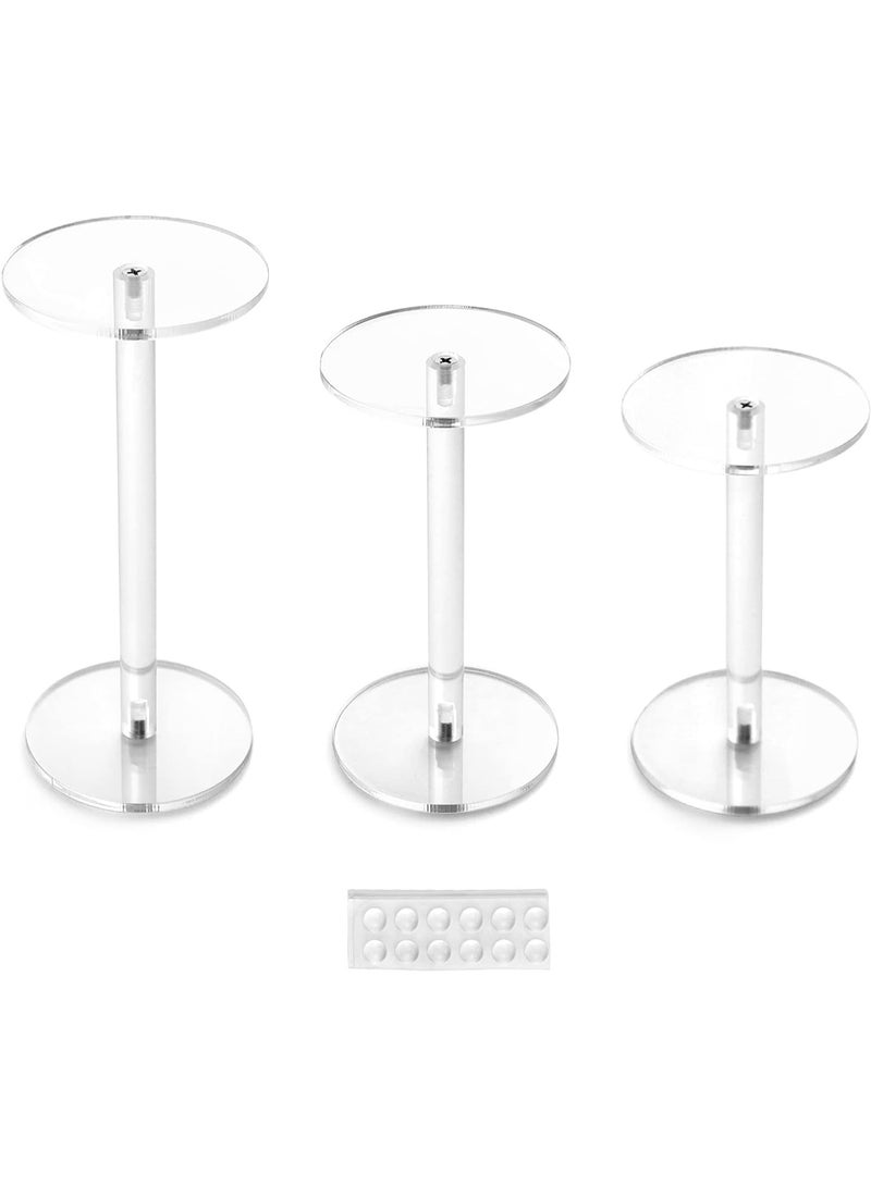 SLASA Premium Clear Round Acrylic Display Stands – Set of 3 Round Riser Stands for Display and Presentation - Image 1