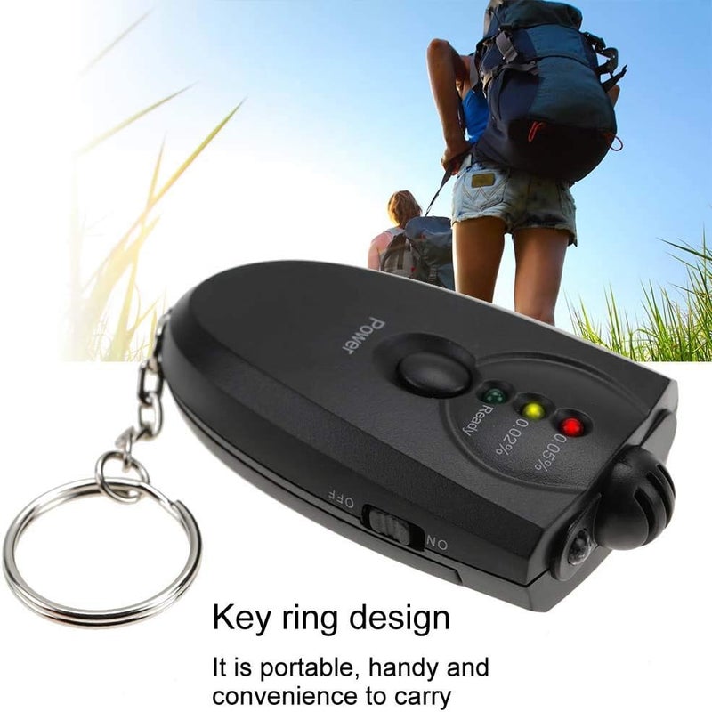 klarako Keychain Breathalyzer,Portable Keychain LED Alcohol Breath Tester Breathalyzer Tester Alcohol Breathalyzer Tester with Torch Function Black - Image 1