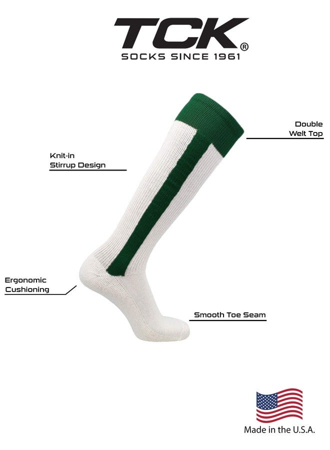 TCK 2-in-1 Baseball Stirrup Socks | Classic Knit-In Design | Made in USA - Dark Green, Medium - Image 5