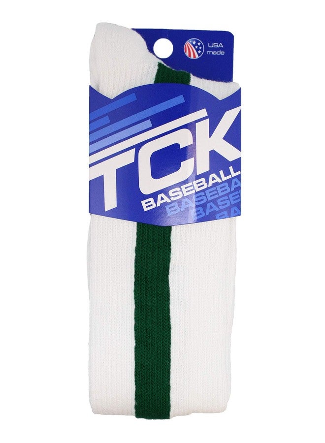 TCK 2-in-1 Baseball Stirrup Socks | Classic Knit-In Design | Made in USA - Dark Green, Medium - Image 4