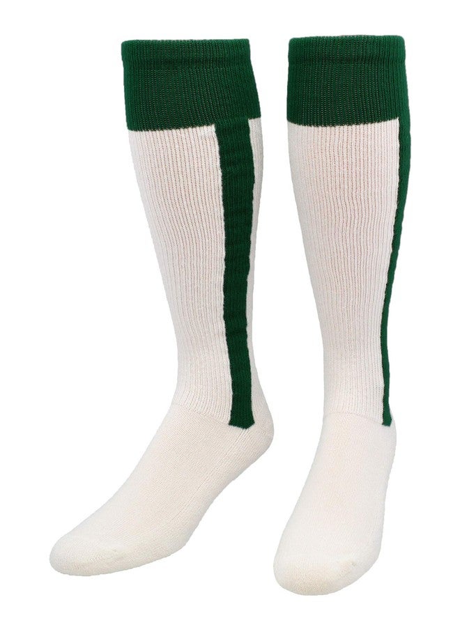 TCK 2-in-1 Baseball Stirrup Socks | Classic Knit-In Design | Made in USA - Dark Green, Medium - Image 1