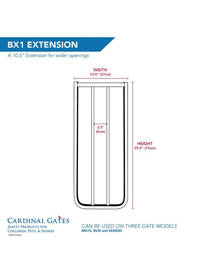 Cardinal Gates BX1 Baby Gate Extension - Fits Cardinal Gates Safety Gates - 10.5 Inch Wide Dog Gate Extension - Brown - Image 3