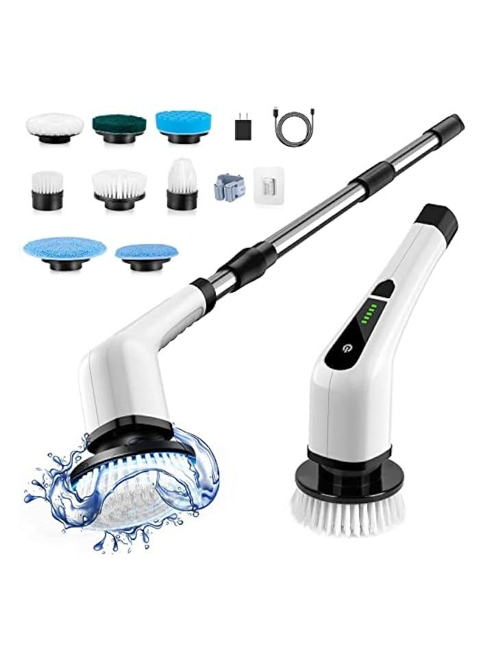 erorex Cordless Electric Spin Scrubber, Electric Cleaning Brush with 8 Replacement Brush Heads, 90Mins Working Time, 3 Adjustable Handle, 2 Adjustable Speeds for Bathroom Kitchen Bathtub Glass Car - Image 1
