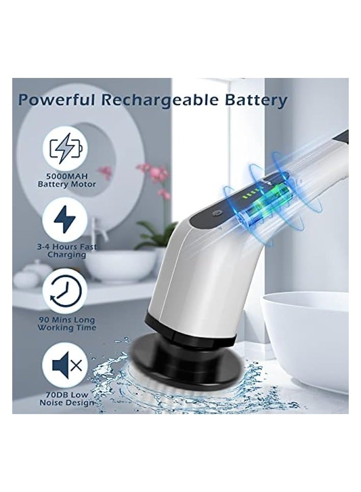 erorex Cordless Electric Spin Scrubber, Electric Cleaning Brush with 8 Replacement Brush Heads, 90Mins Working Time, 3 Adjustable Handle, 2 Adjustable Speeds for Bathroom Kitchen Bathtub Glass Car - Image 2