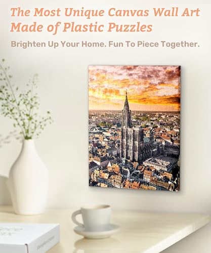 PieceRelax Puzzle Canvas Wall Art 366 Plastic Pieces for Adults Henry Do Aerial Photography Strasbourg Cathedral France Unique Gift Home Dcor with Jigsaw Puzzle Artwork HN1312 - Image 5