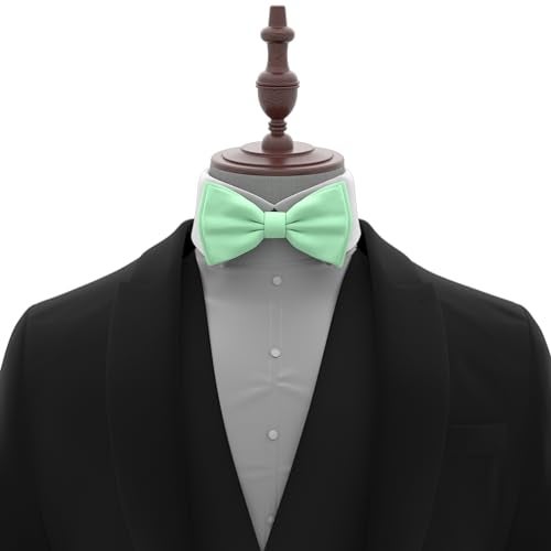 Adam Young Men's Green Mint Bow Tie Pre-Tied Style Formal Satin Classic Bowtie for Tuxedo Faux Silk (Large, Mint) - Image 4