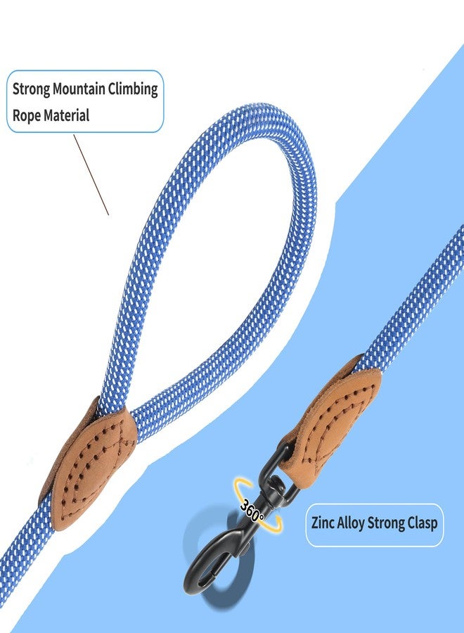 مايل هاي لايف حبل مقود من Mile High Life مع وصلة من الجلد الطبيعي، 6 أقدام/5 أقدام/4 أقدام، حبل مقود شديد التحمل للكلاب المتوسطة والكبيرة (أزرق وأبيض، 48 بوصة) - Image 3