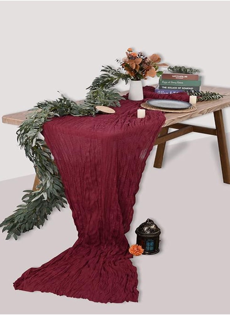 Generic Cheesecloth Table Runner, 10Ft x 35" Rustic Gauze Boho Wedding Table Runner Decoration, Vintage Table Centerpieces, Table Cloth, for Wedding Reception Bridal Shower Birthday (1 Pack Burgundy)  - Image 4