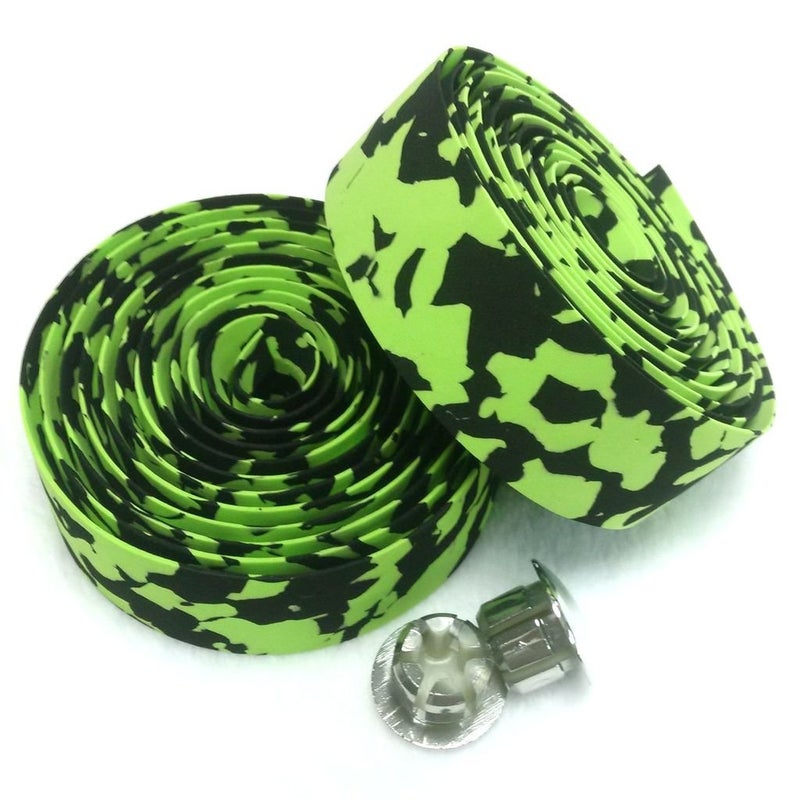 KINGOU Camouflage Absorbing Road Vibration Bicycle Fixed Gear Bar/Handlebar Tape Bandage - Green & Black - Image 5