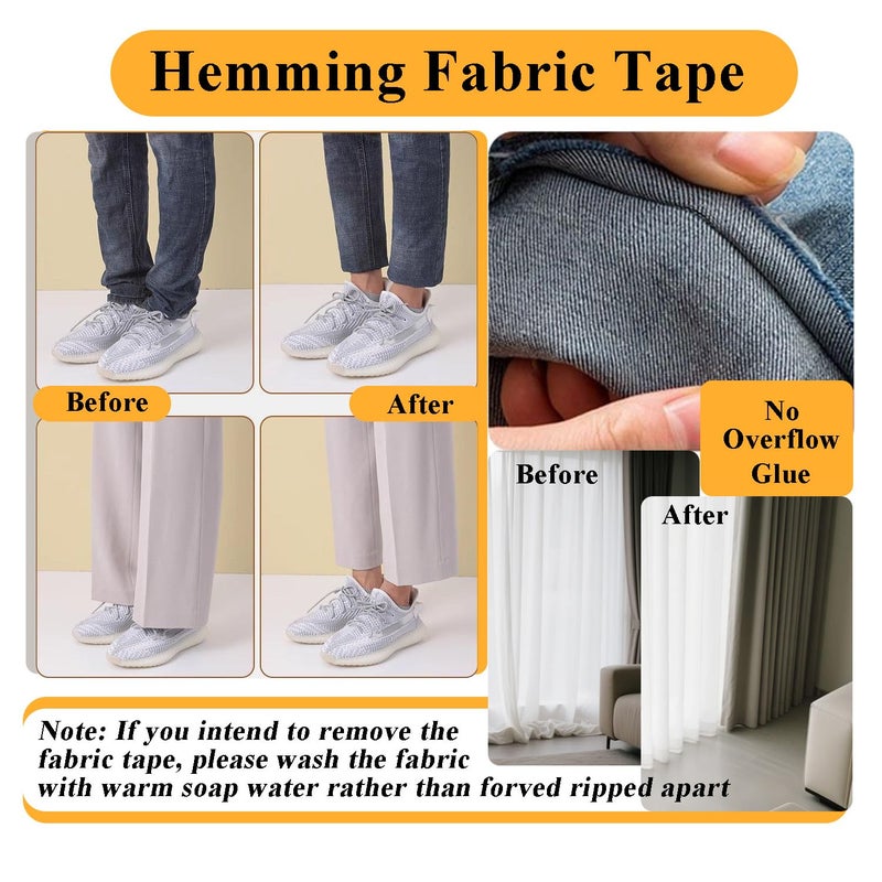 Hoacm Double Sided Tape for Clothes, 1/2Inch*40 FT Hemming Tape for Pants, No Sewing Ironing Hem Tape for Curtains Jeans Clothing Fabric Arts - Image 3