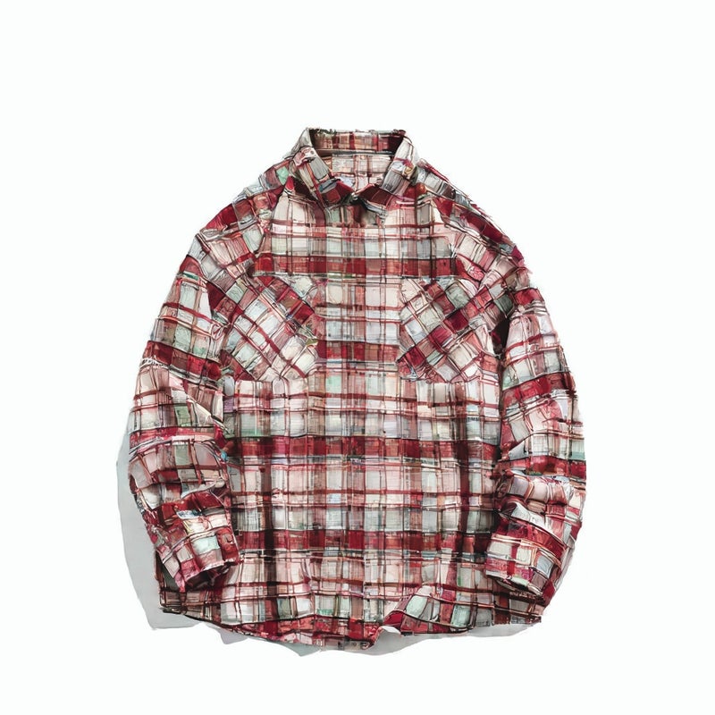 Vintage Plaid Long Sleeve Shirt Casual Loose Fit Couple Outerwear - Image 3