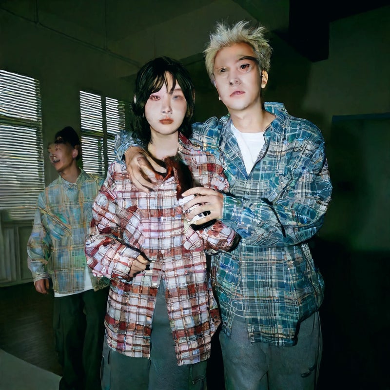 Vintage Plaid Long Sleeve Shirt Casual Loose Fit Couple Outerwear - Image 2