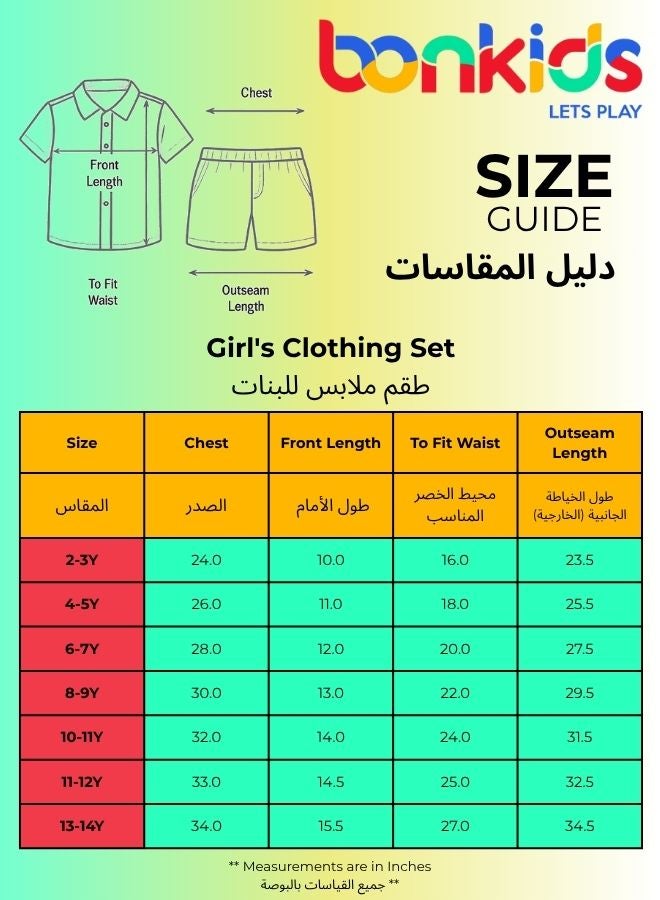 Bonkids Girl's clothing set in regular fit multicolour colour cotton fabric embellished pattern pull over closure woven weave type round collar type round neckline half sleeve length full bottom body wear length casual bottom body wear type suitable for casual occasions – redefine everyday elegance your way!  - Image 4