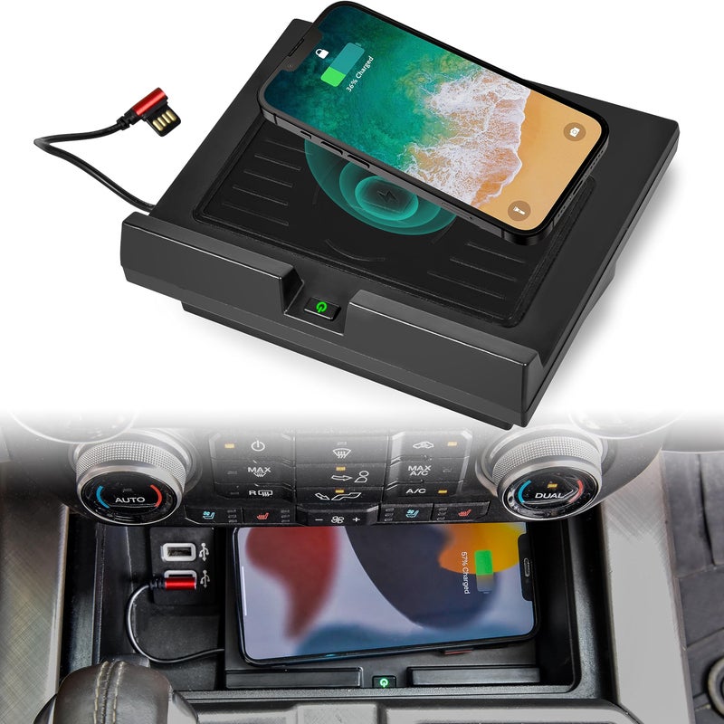 POKIAUTO Wireless Chargering Pad for Ford F150 1823 Center Console Wireless Charger Mount Smartphones Charging Panel for Ford F150 20182023 Accessories - Image 2