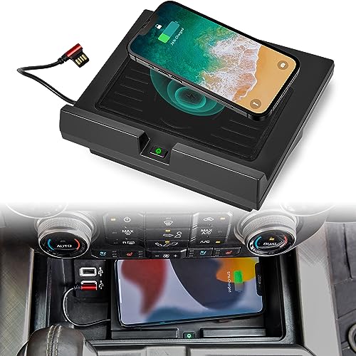 POKIAUTO Wireless Chargering Pad for Ford F150 1823 Center Console Wireless Charger Mount Smartphones Charging Panel for Ford F150 20182023 Accessories - Image 1