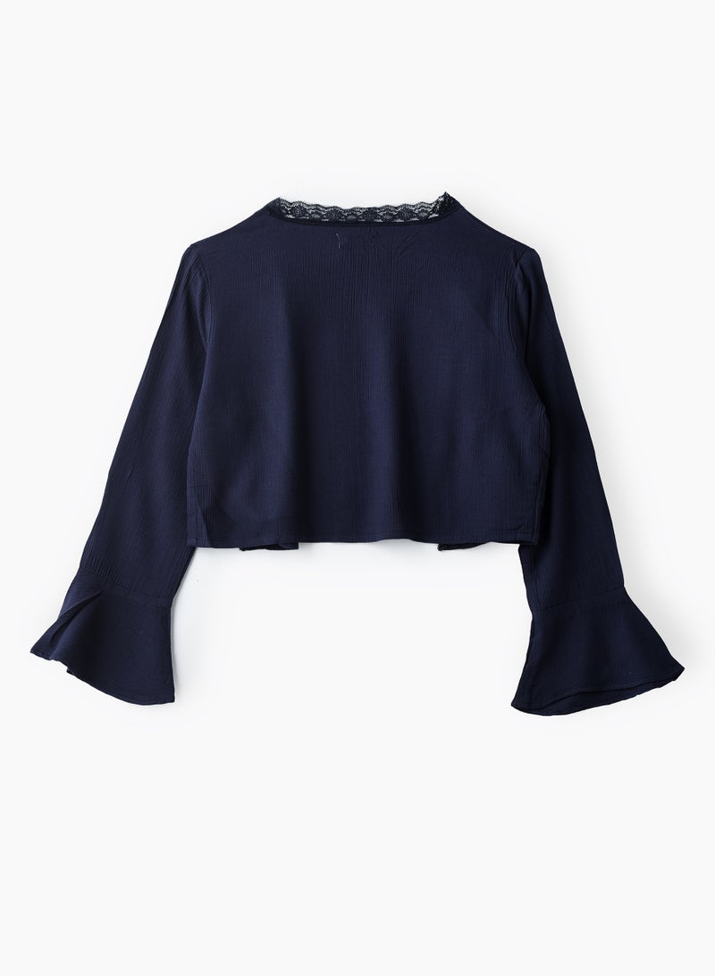 جيلين بلوزة قصيرة بناتي منسوجة من الفيسكوز مزينة بالدانتيل - Image 2