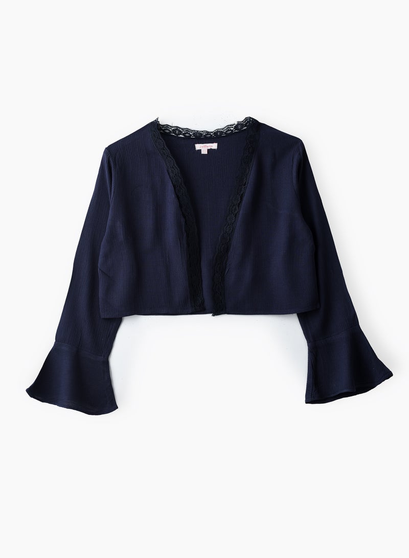 جيلين بلوزة قصيرة بناتي منسوجة من الفيسكوز مزينة بالدانتيل - Image 1