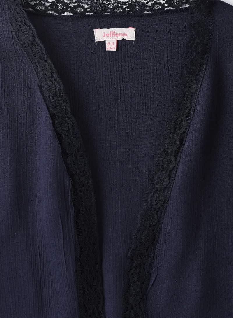 Jelliene Girls Woven Viscose Cropped Lace Trim Blouse