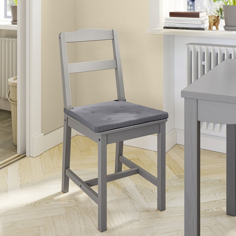 Baitique Chair Pad with Hook & Loop Fastener, Grey Cotton, 42/35×40×4 cm - Image 3