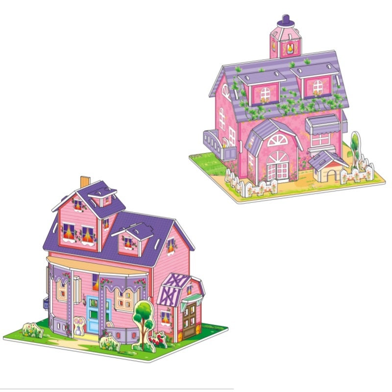 Children'S 3D Stereo Puzzle Toys For Ages 3 To 6, House Princess Building Blocks For Boys And Girls, 3D Diy Handmade Small House Assembly - Image 3