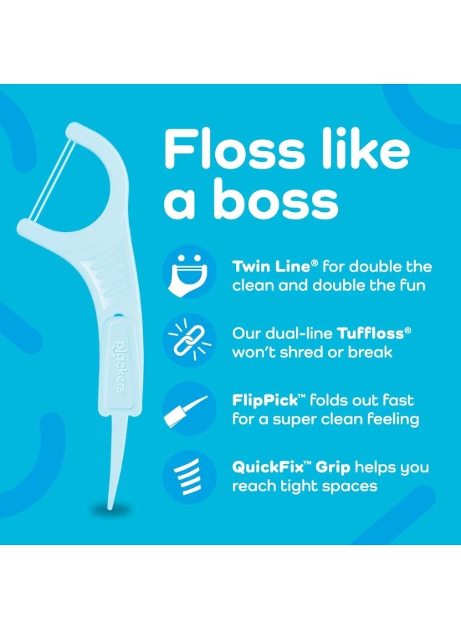 Plackers Twin Line Dental Floss Picks, Dual-Line Tuffloss, Easy Storage, Cool Mint Flavor, 75 Count - Image 4
