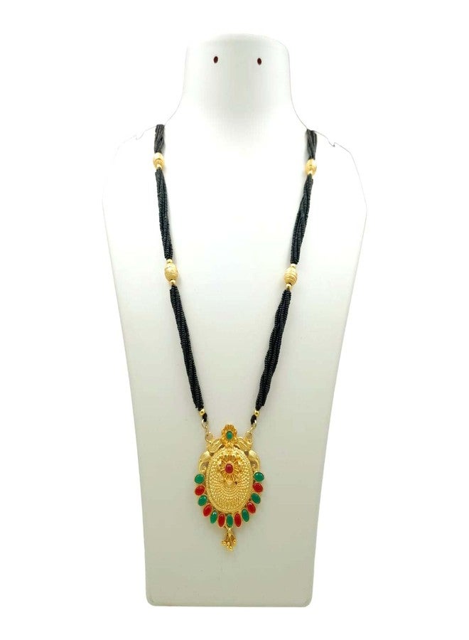 Swaroop Designer Mangalsutra For Women Stylish New Gold Plated Mangalsutra Long Size Heavy Design Long Black Bead Chain 111 - Image 2