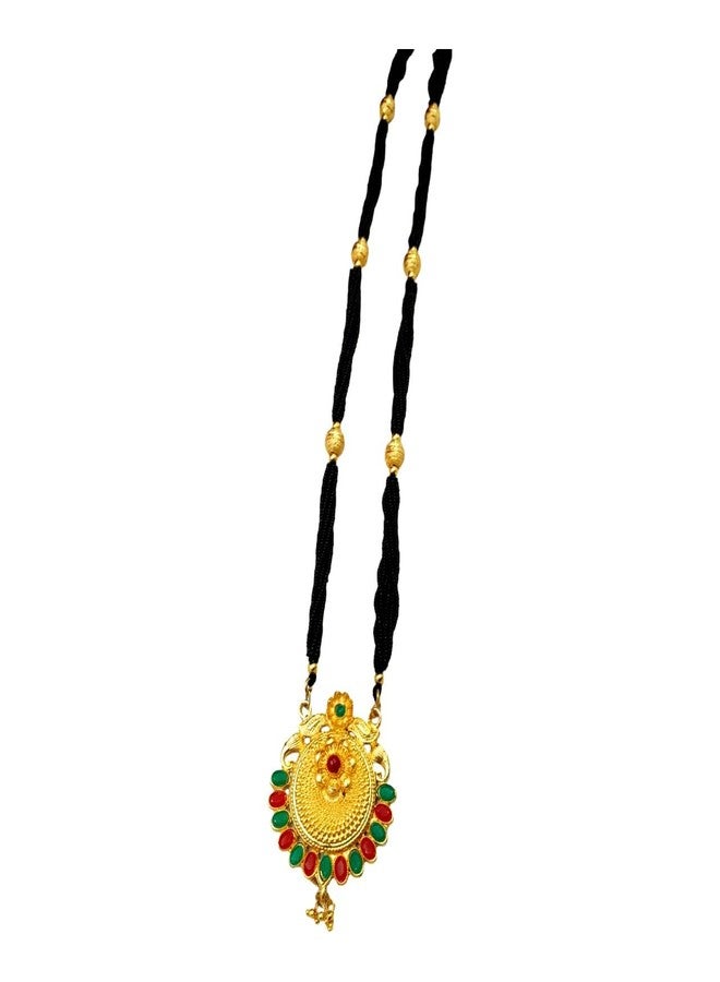 Swaroop Designer Mangalsutra For Women Stylish New Gold Plated Mangalsutra Long Size Heavy Design Long Black Bead Chain 111 - Image 1
