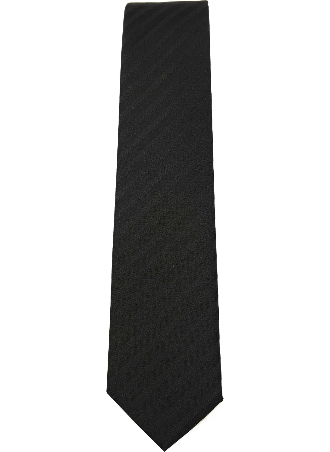 Tudors Classic Patterned Black Tie with Pocket Handkerchief