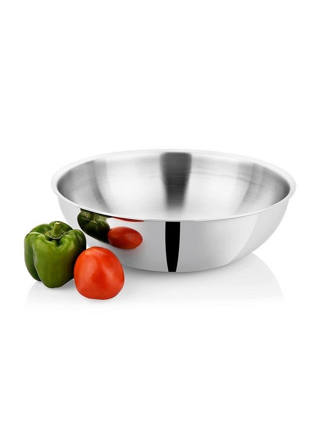 KITCHEN CLUE طاسة ستانلس ستيل ثلاثية الطبقات من كيتشن كلue للطهي مع قاعدة محاطة - متوافقة مع الطهي بالحث والطهي على الغاز - 24 سم، 2500 مل - طاسة كبيرة من الفولاذ - Image 1
