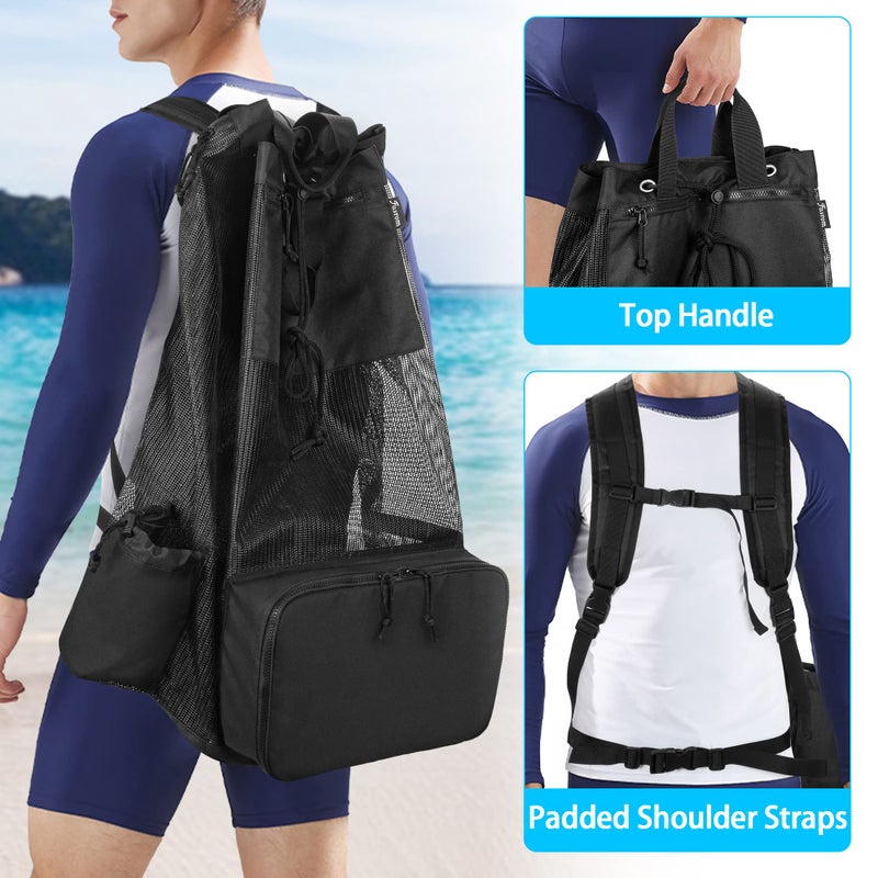 Fasrom Mesh Scuba Diving Bag, XL Snorkeling Gear Backpack for Mask, Fins and Wetsuit (Empty Bag Only, Patent Design) - Image 5