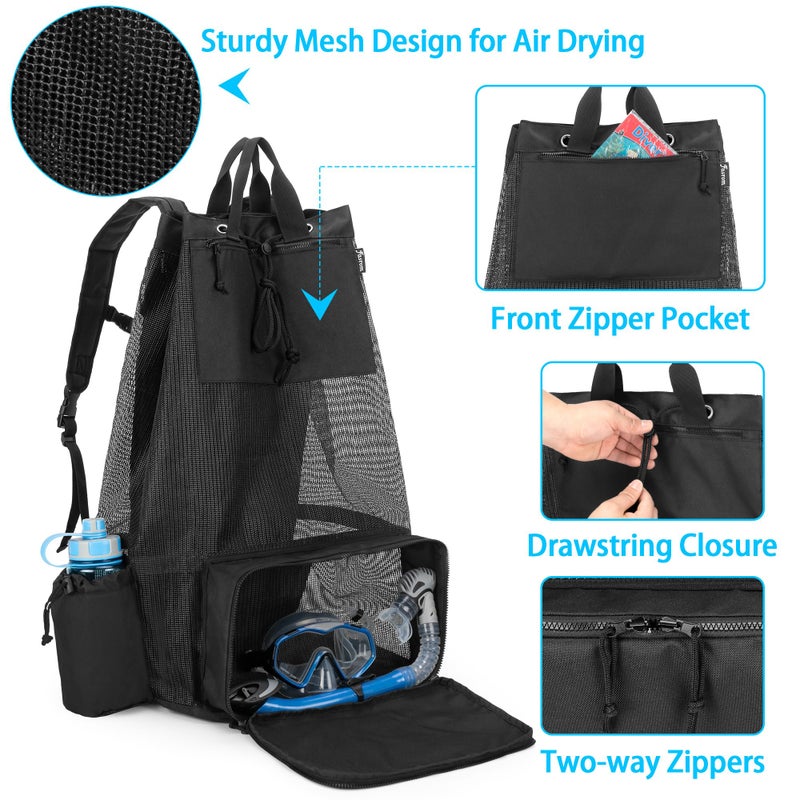 Fasrom Mesh Scuba Diving Bag, XL Snorkeling Gear Backpack for Mask, Fins and Wetsuit (Empty Bag Only, Patent Design) - Image 3