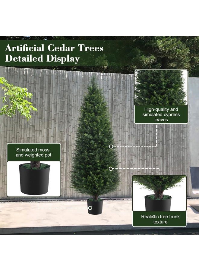 Chillchard Two 6ft Artificial Plants Topairy Faux Cedar Trees for Outdoor Planters, 72IN Tall Fake Pine Bushes UV Resistant Large Potted Shrubs for Front Porch Décor - Image 3