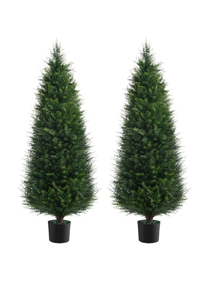 Chillchard Two 6ft Artificial Plants Topairy Faux Cedar Trees for Outdoor Planters, 72IN Tall Fake Pine Bushes UV Resistant Large Potted Shrubs for Front Porch Décor - Image 1