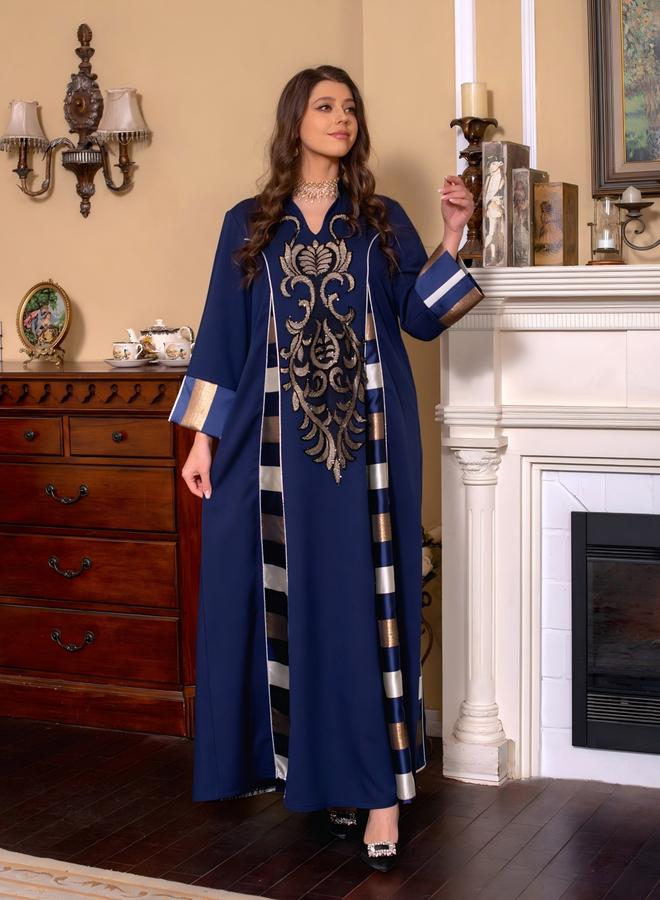 Take Two Graphic Print Thick Striped Detail Jalabiya - Image 3