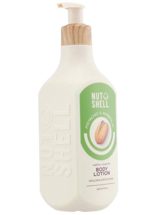 NUT SHELL Happily Crafted Pistachio & Magnolia Body Lotion 465ml - Image 2