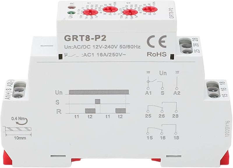 Mini DIN Rail Time Relay Adjustable Delay Timer LED Indicator ABS Flame Retardant Shell - Image 1