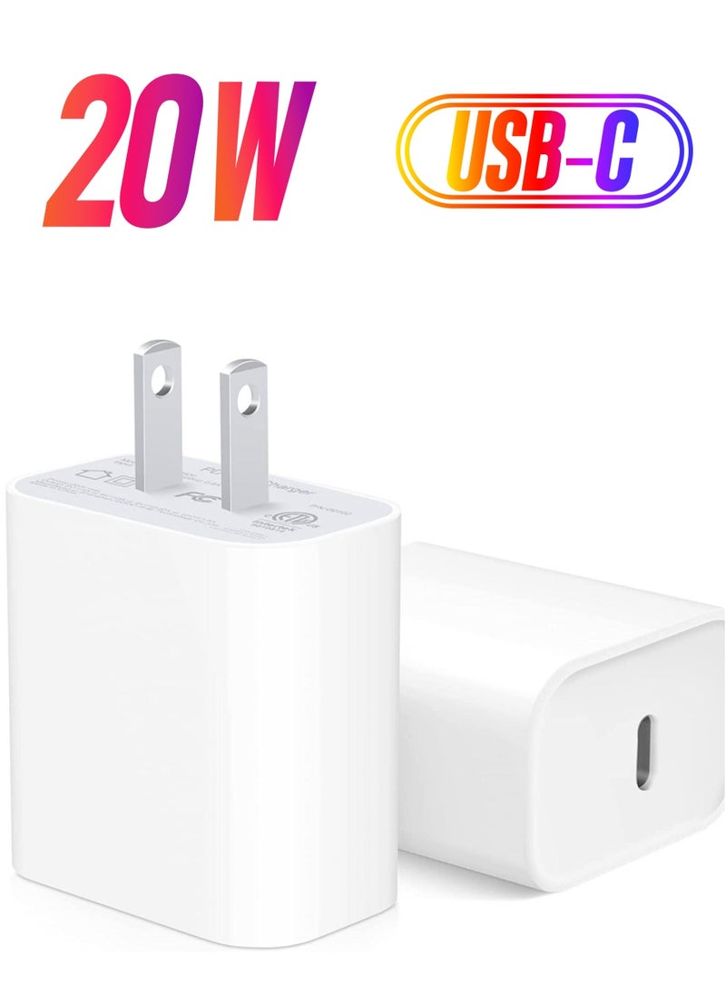 ELTRAZONE - iPhone Fast Charger Block [2 Pack] 20W USB C Wall Charger PD Adapter Compatible with iPhone 14//14 Pro/14 Pro Max/14 Plus/13/12/11/Xs Max/XR/X/SE, iPad Pro/Mini, Galaxy, Google Pixel 5/4/3 and More - Image 1