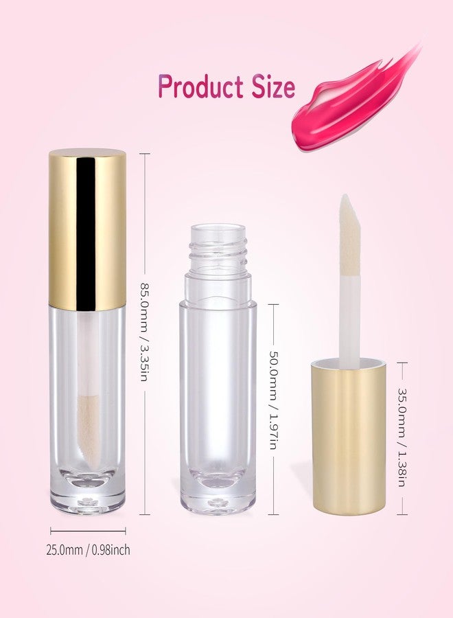 Snowso 5Pack Lip Gloss tubes with Big Doe Foot Wand, Empty 6ml Clear Lip Gloss Containers with Rubber Insert for DIY Lipgloss Makeup (Gold) - Image 2