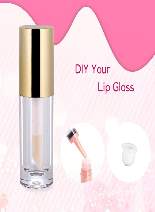 Snowso 5Pack Lip Gloss tubes with Big Doe Foot Wand, Empty 6ml Clear Lip Gloss Containers with Rubber Insert for DIY Lipgloss Makeup (Gold) - Image 3