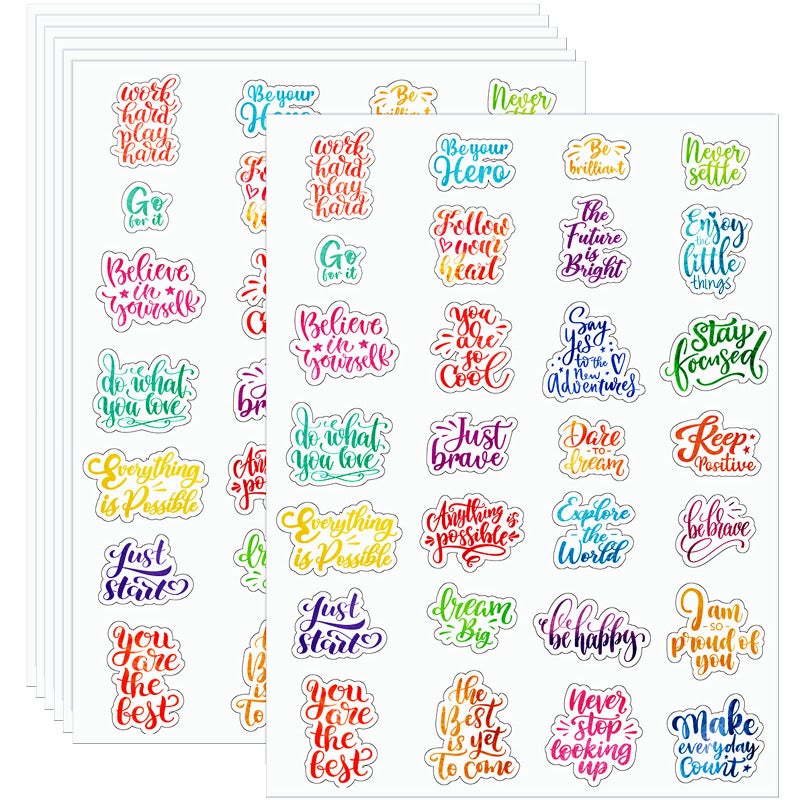 Glenmal 840 Pieces Inspirational Sticker Motivational Aesthetic Stickers Graduation Season Gifts Aesthetic Word Sayings Decal for Nurses Teacher Appreciation Journaling ScrapbookRainbow Color