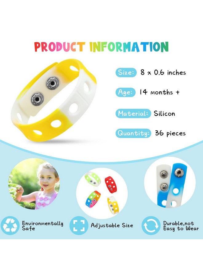 Mtlee 36 Pieces Silicone Charm Bracelet Wristbands Adjustable Cute Kids Bracelets For Boys And Girls Swimming Identify Shoe Charms Birthday Presents 12 Colors (Stylish Color 8 Inch) - Image 2